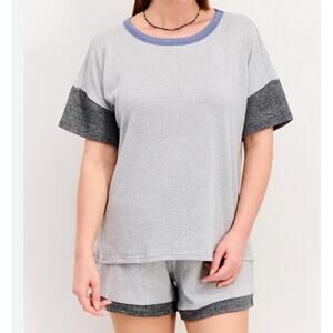 Vince Camuto Womens Large Gray 2 Piece Pajama Sleepwear Set Top & Shorts Lounge